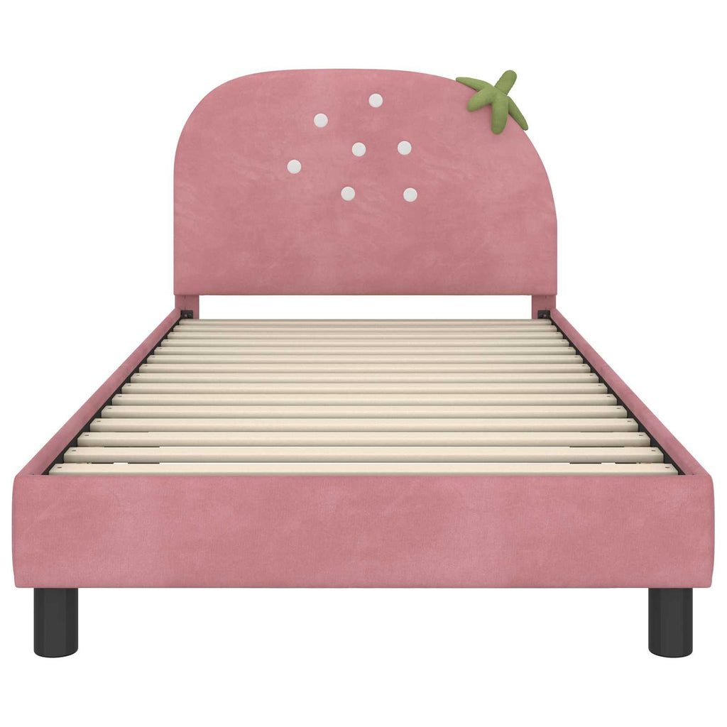 Kinderbettgestell mit Kopfteil Rosa 90 x 200 cm Samt