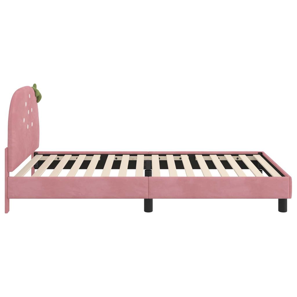 Kinderbettgestell mit Kopfteil Rosa 90 x 200 cm Samt