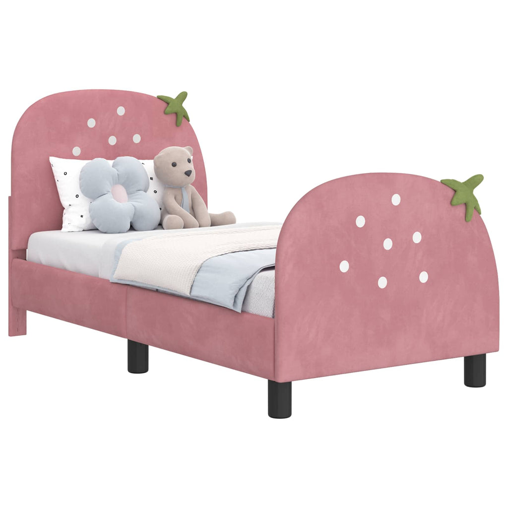 Kinderbettgestell mit Kopfteil Rosa 70 x 140 cm Samt