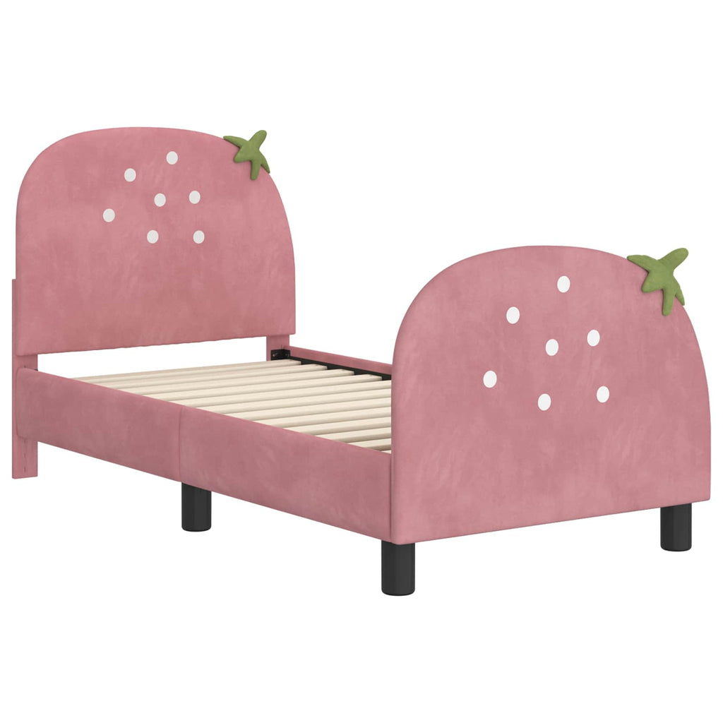 Kinderbettgestell mit Kopfteil Rosa 70 x 140 cm Samt
