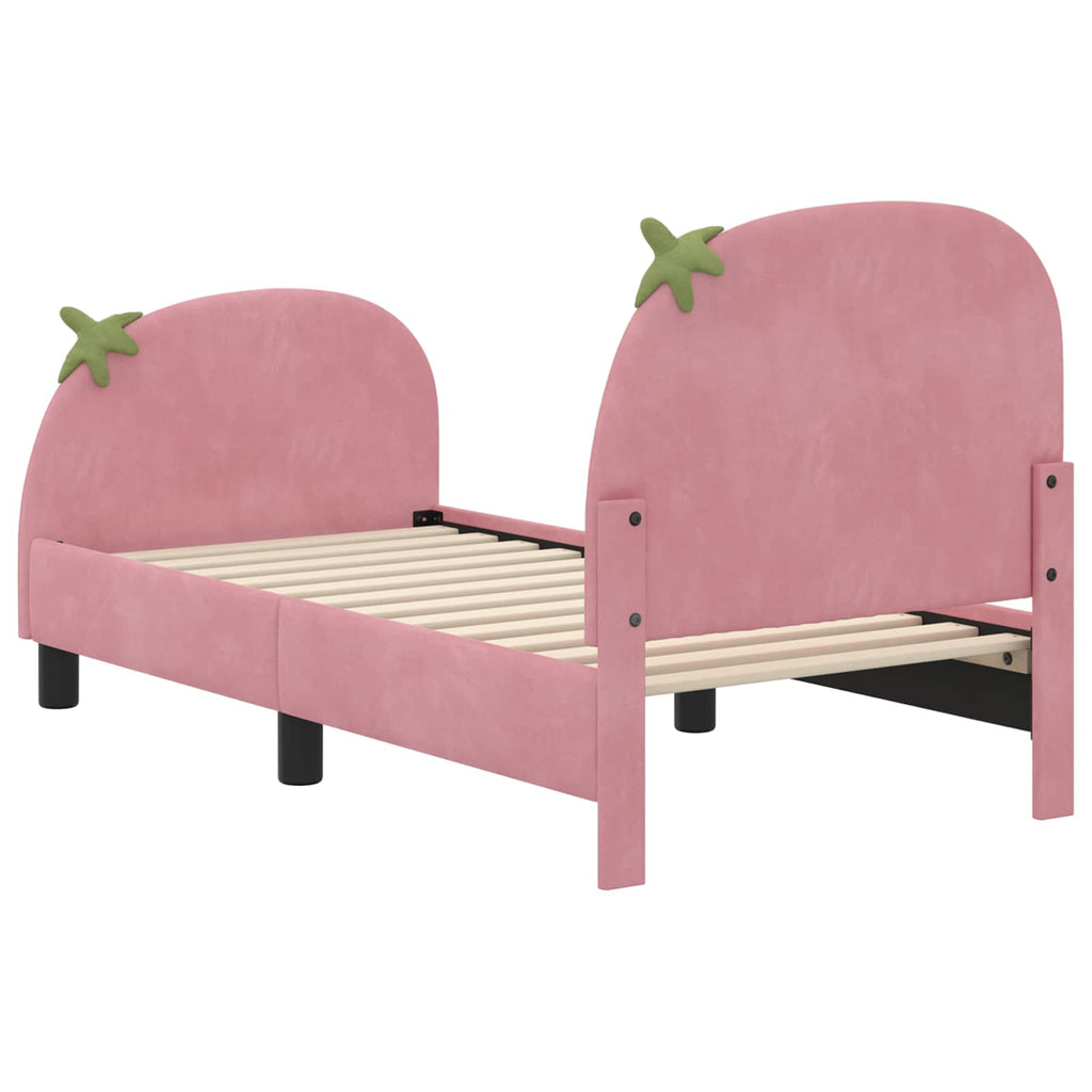Kinderbettgestell mit Kopfteil Rosa 70 x 140 cm Samt