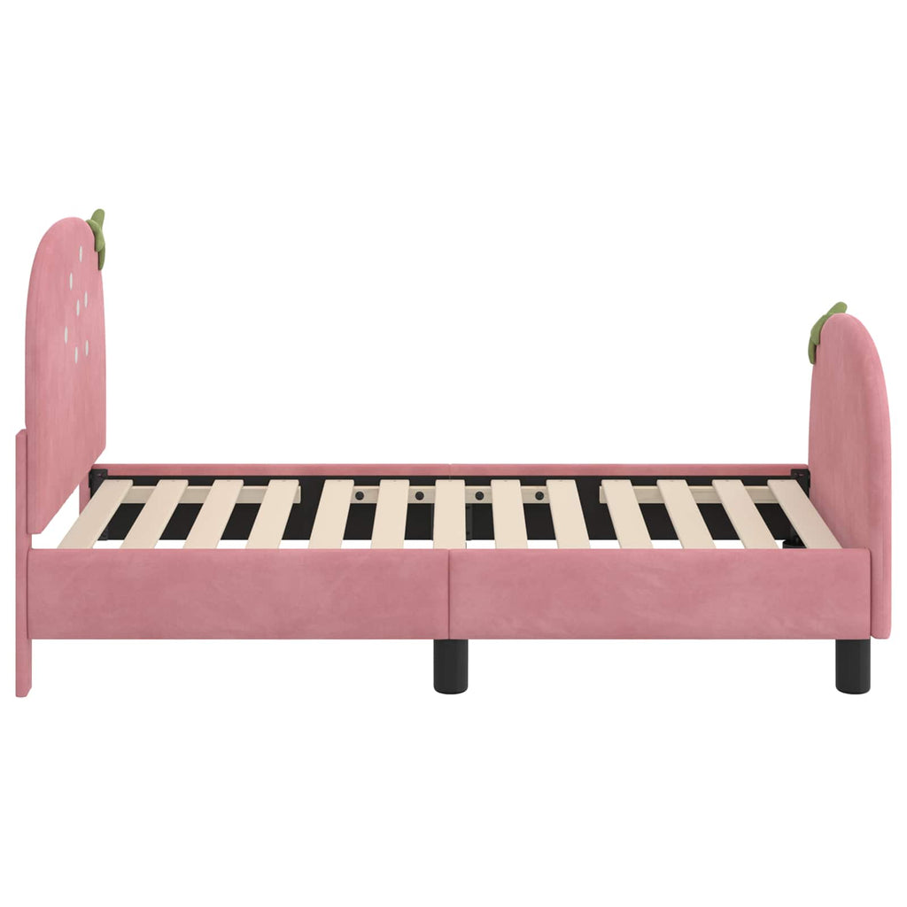 Kinderbettgestell mit Kopfteil Rosa 70 x 140 cm Samt