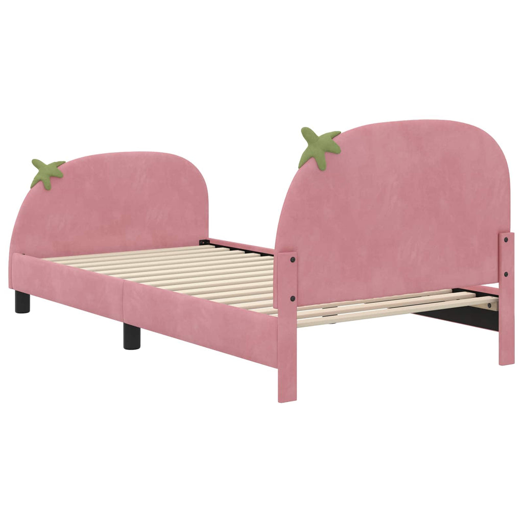 Kinderbettgestell mit Kopfteil Rosa 80 x 200 cm Samt