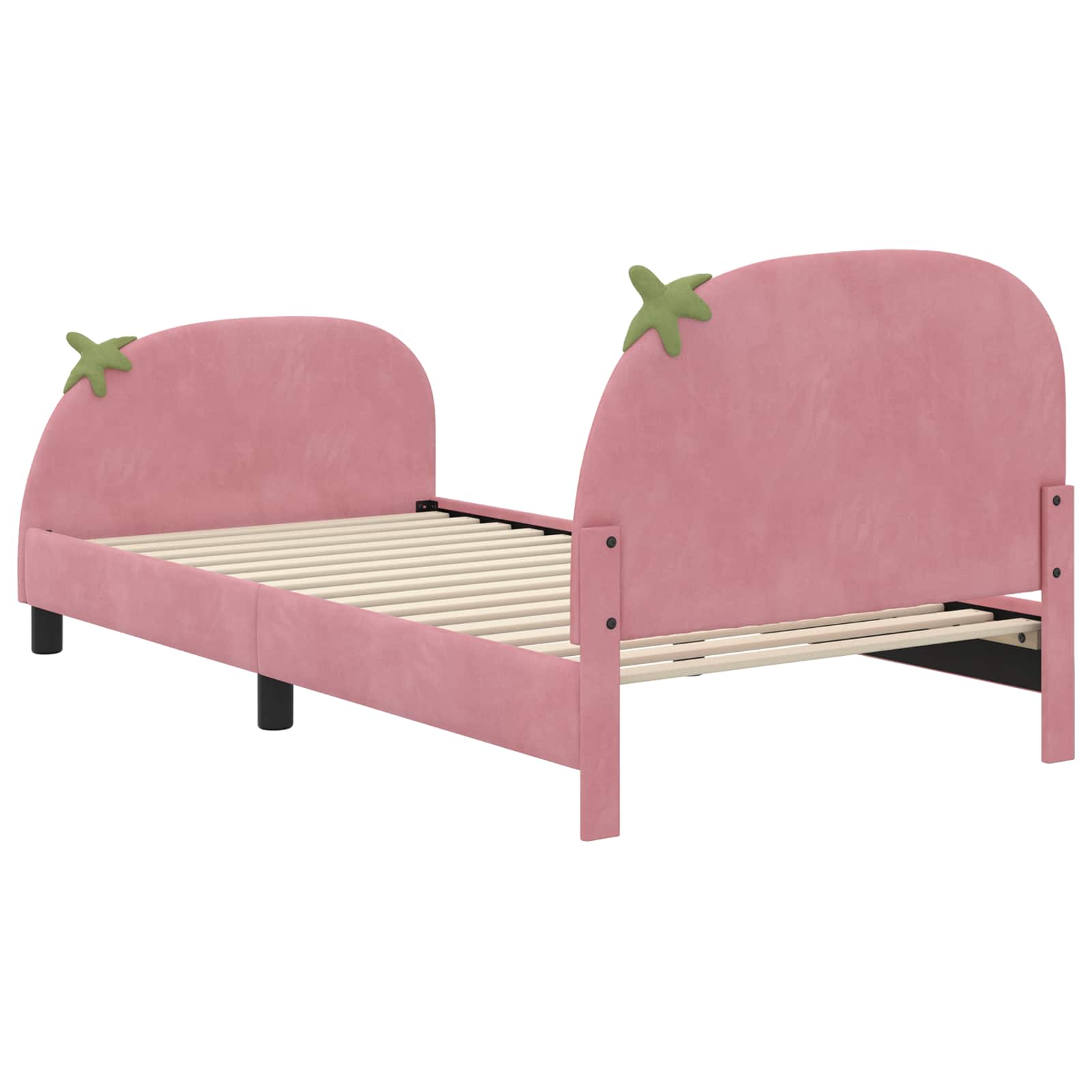 Kinderbettgestell mit Kopfteil Rosa 80 x 200 cm Samt