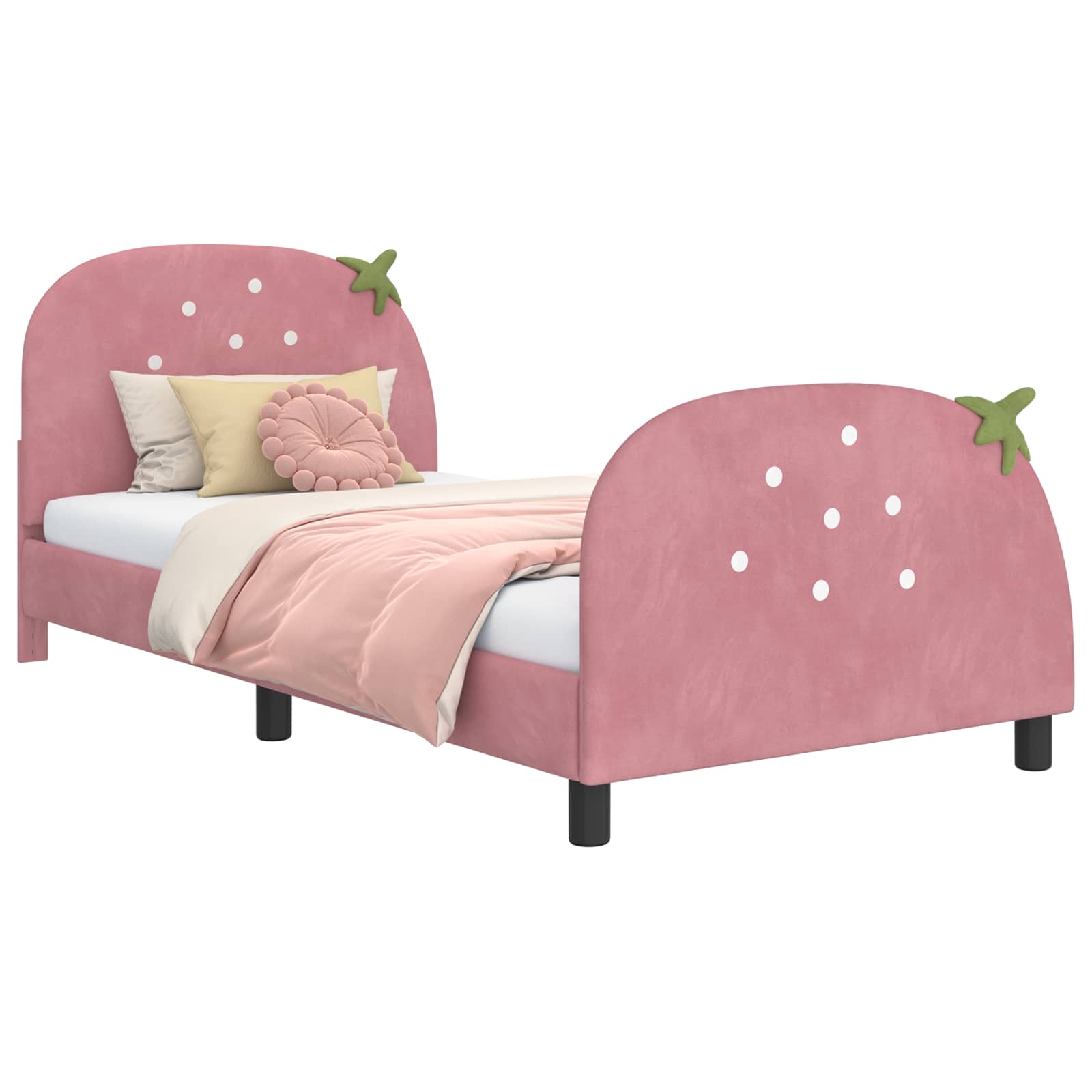 Kinderbettgestell mit Kopfteil Rosa 90 x 190 cm Samt