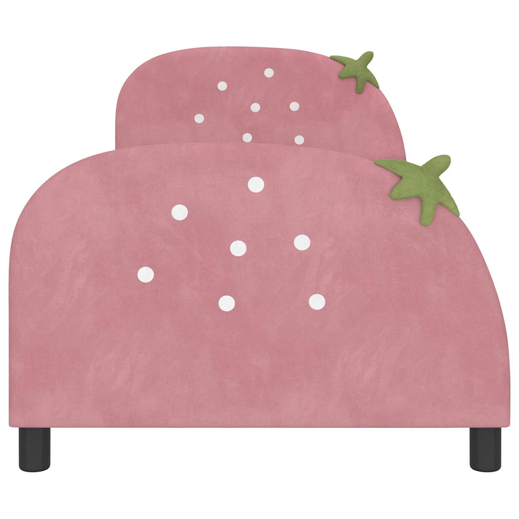 Kinderbettgestell mit Kopfteil Rosa 90 x 190 cm Samt
