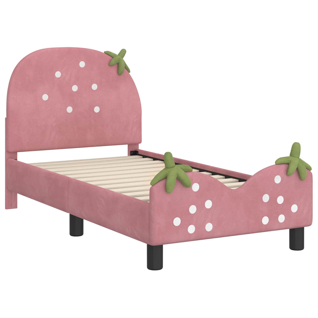 Kinderbettgestell mit Kopfteil Rosa 70 x 140 cm Samt