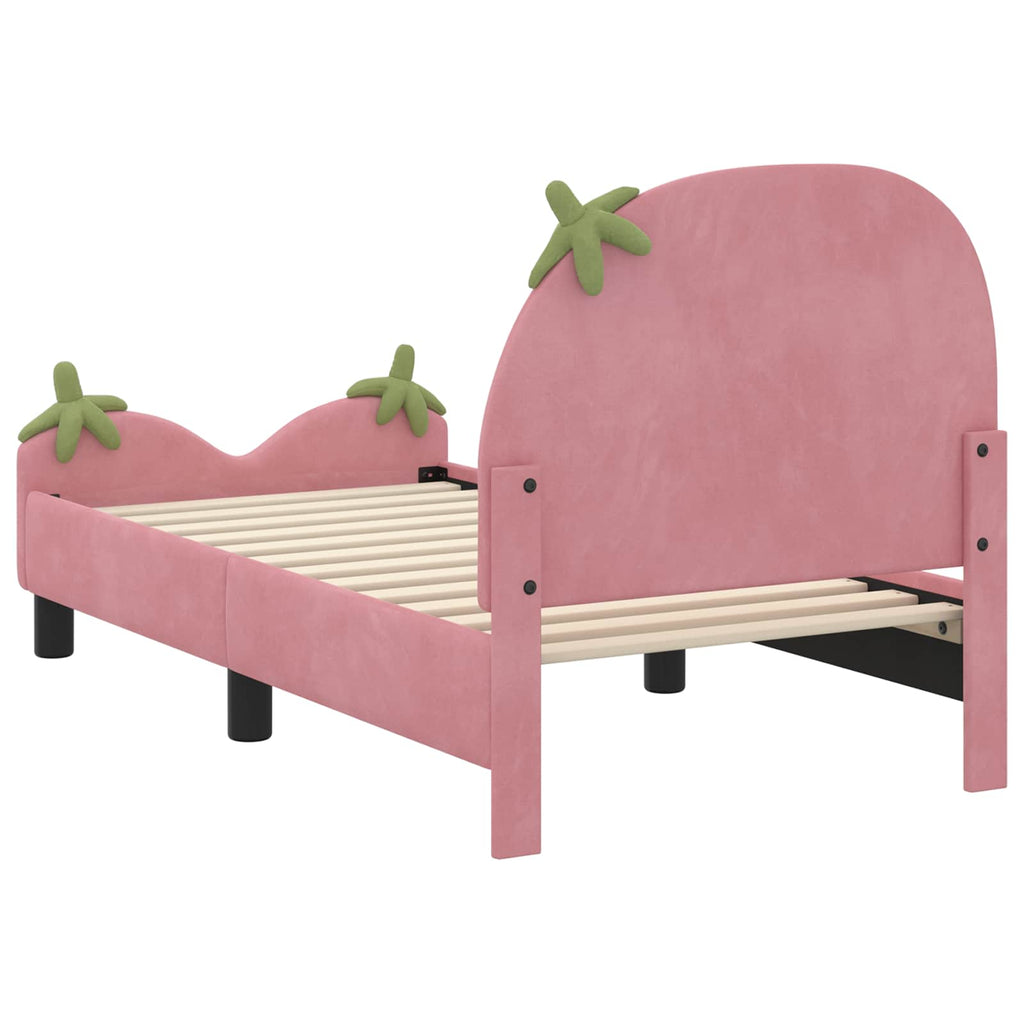 Kinderbettgestell mit Kopfteil Rosa 70 x 140 cm Samt