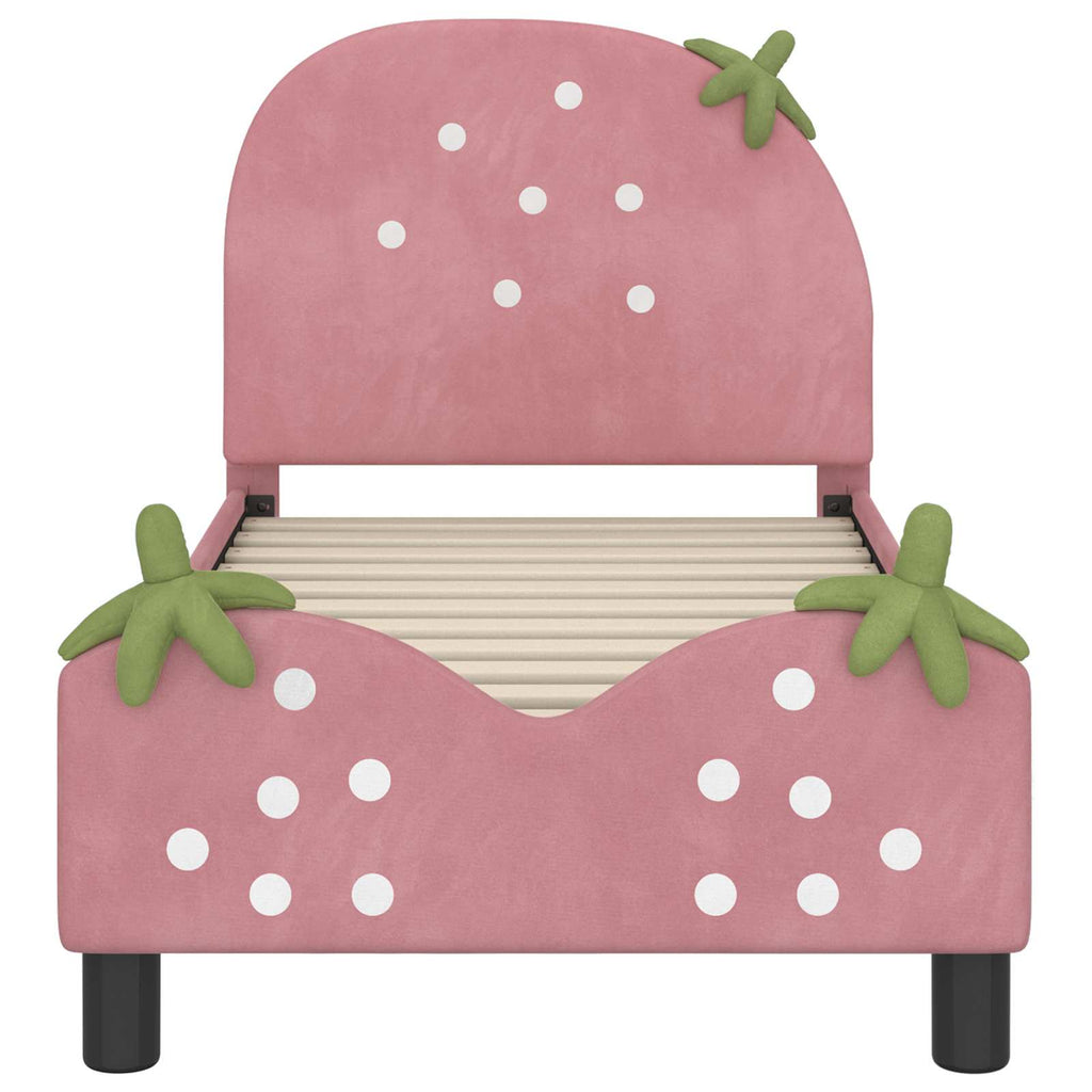 Kinderbettgestell mit Kopfteil Rosa 70 x 140 cm Samt