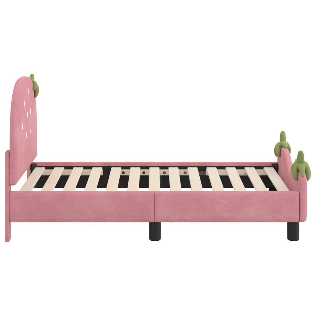 Kinderbettgestell mit Kopfteil Rosa 70 x 140 cm Samt