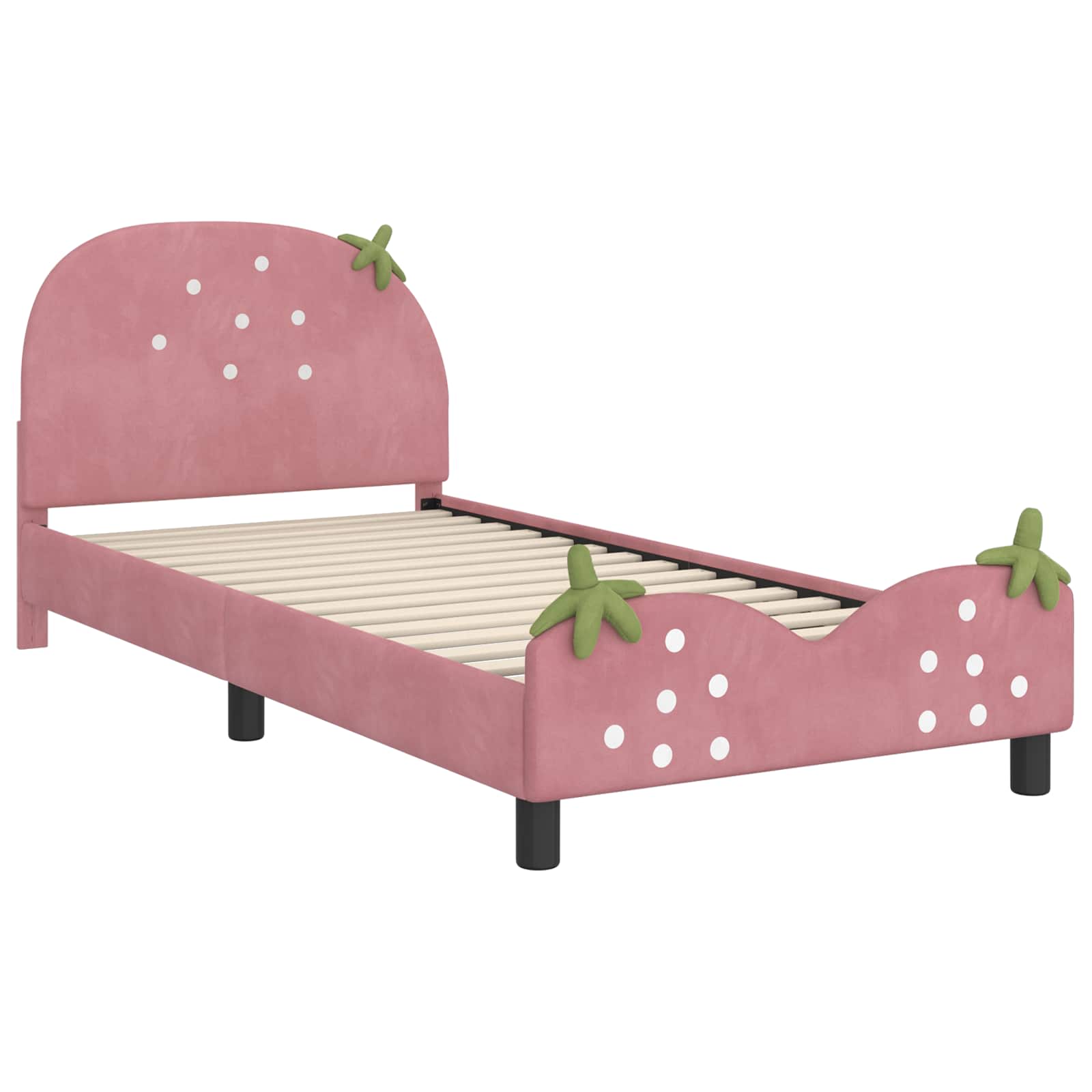 Kinderbettgestell mit Kopfteil Rosa 90 x 190 cm Samt