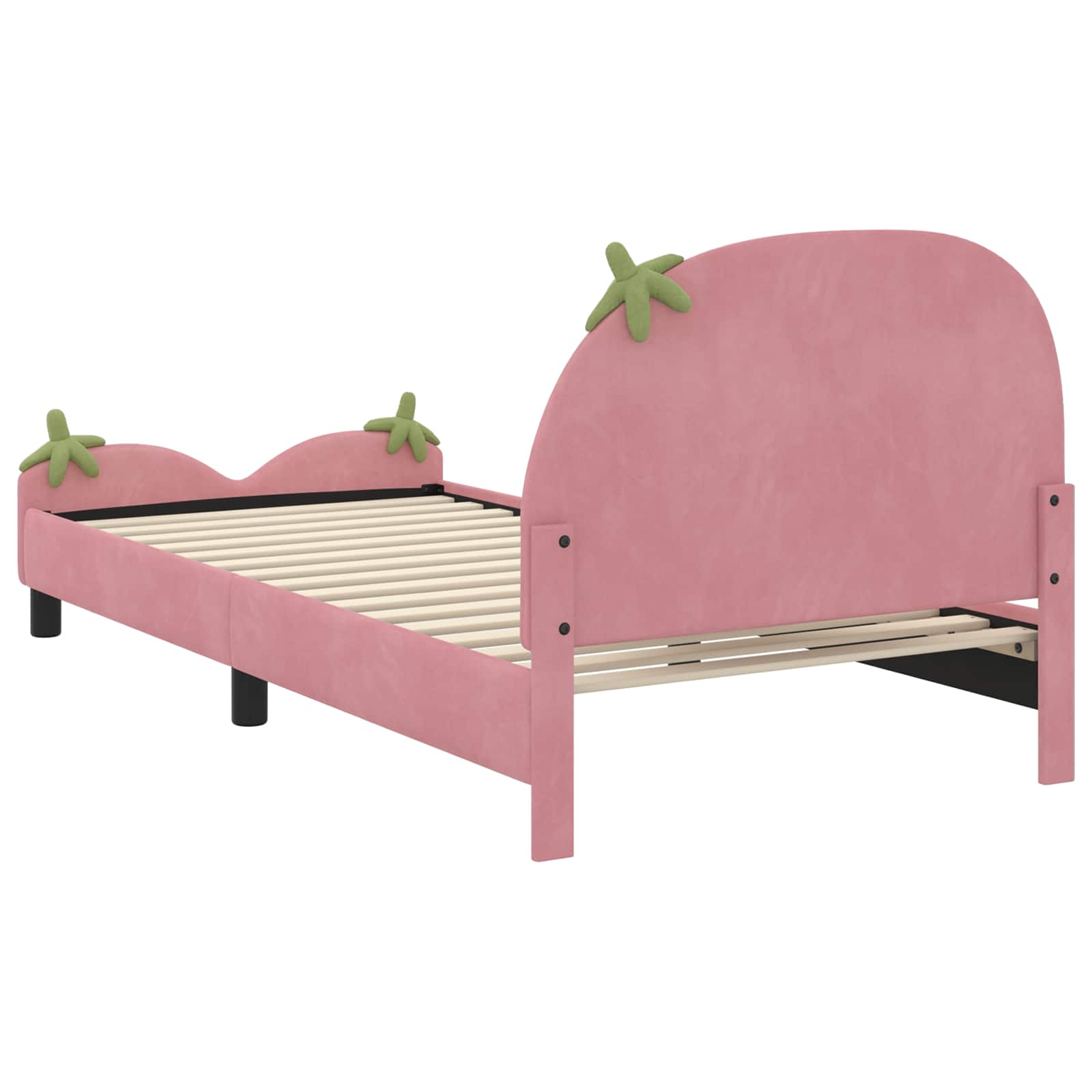 Kinderbettgestell mit Kopfteil Rosa 90 x 190 cm Samt