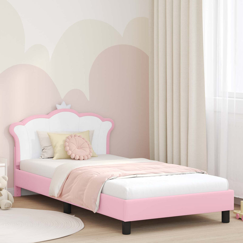 Kinderbettgestell mit Kopfteil Rosa 90 x 190 cm PU