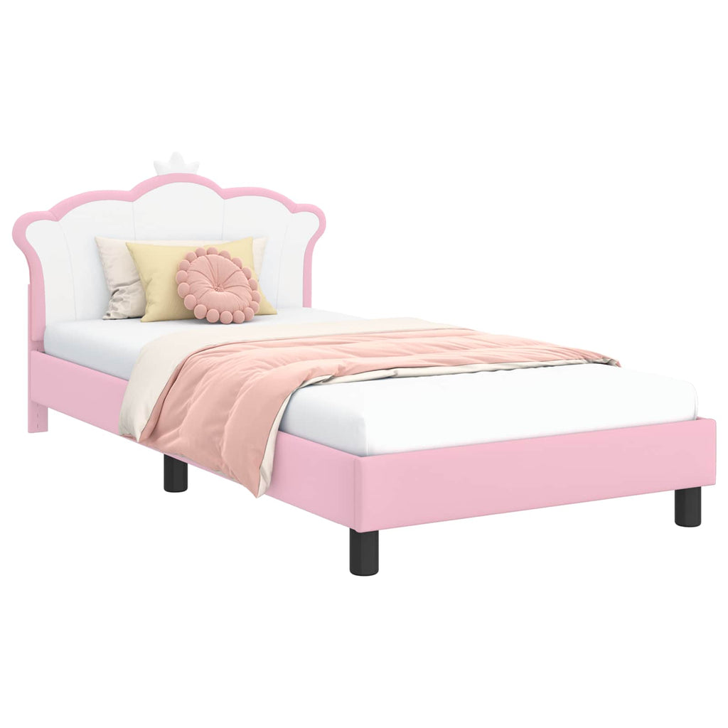 Kinderbettgestell mit Kopfteil Rosa 90 x 190 cm PU