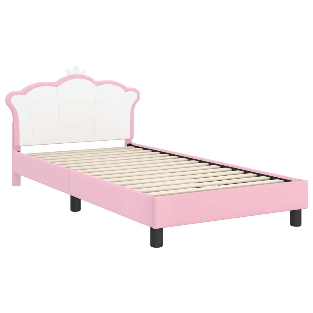 Kinderbettgestell mit Kopfteil Rosa 90 x 190 cm PU