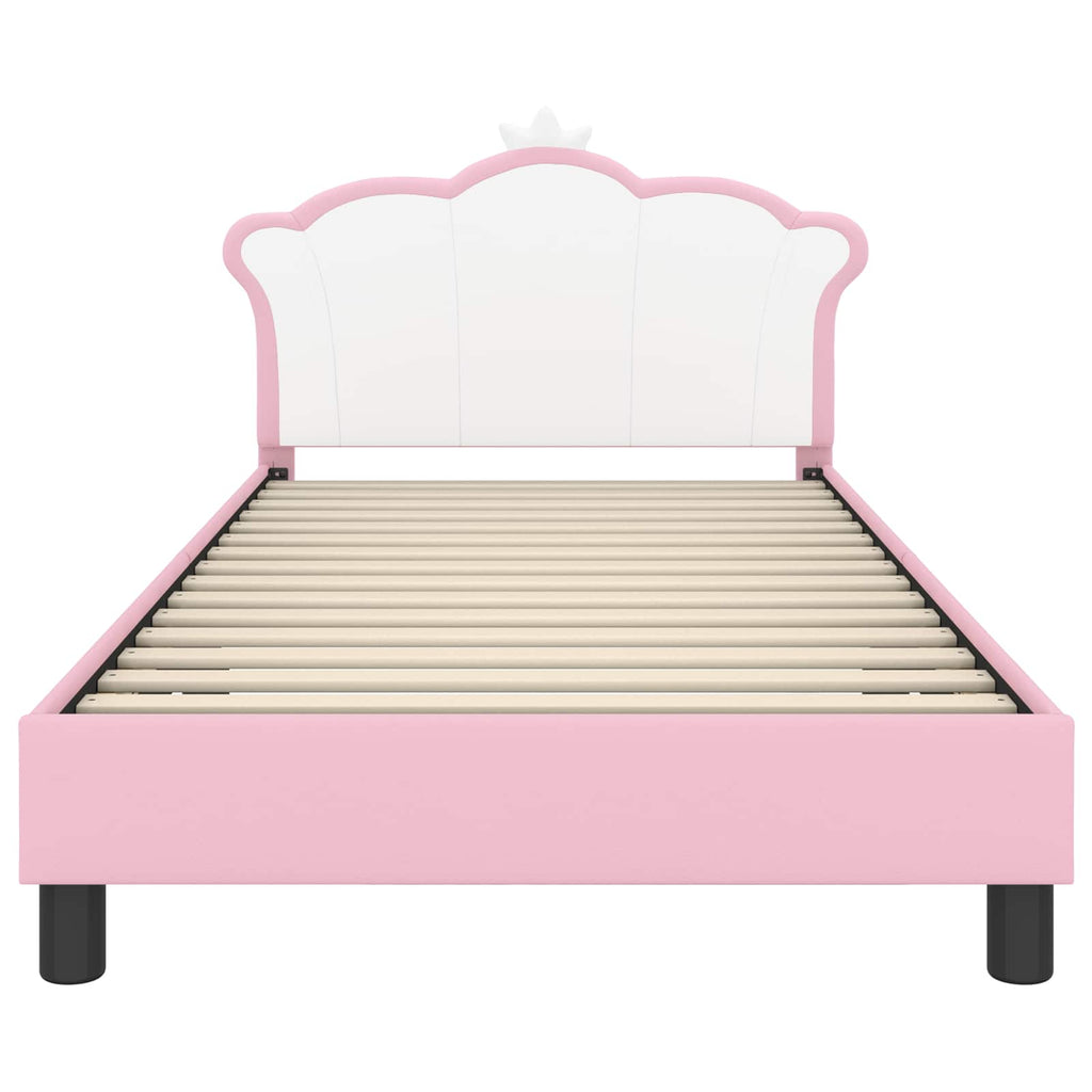 Kinderbettgestell mit Kopfteil Rosa 90 x 190 cm PU