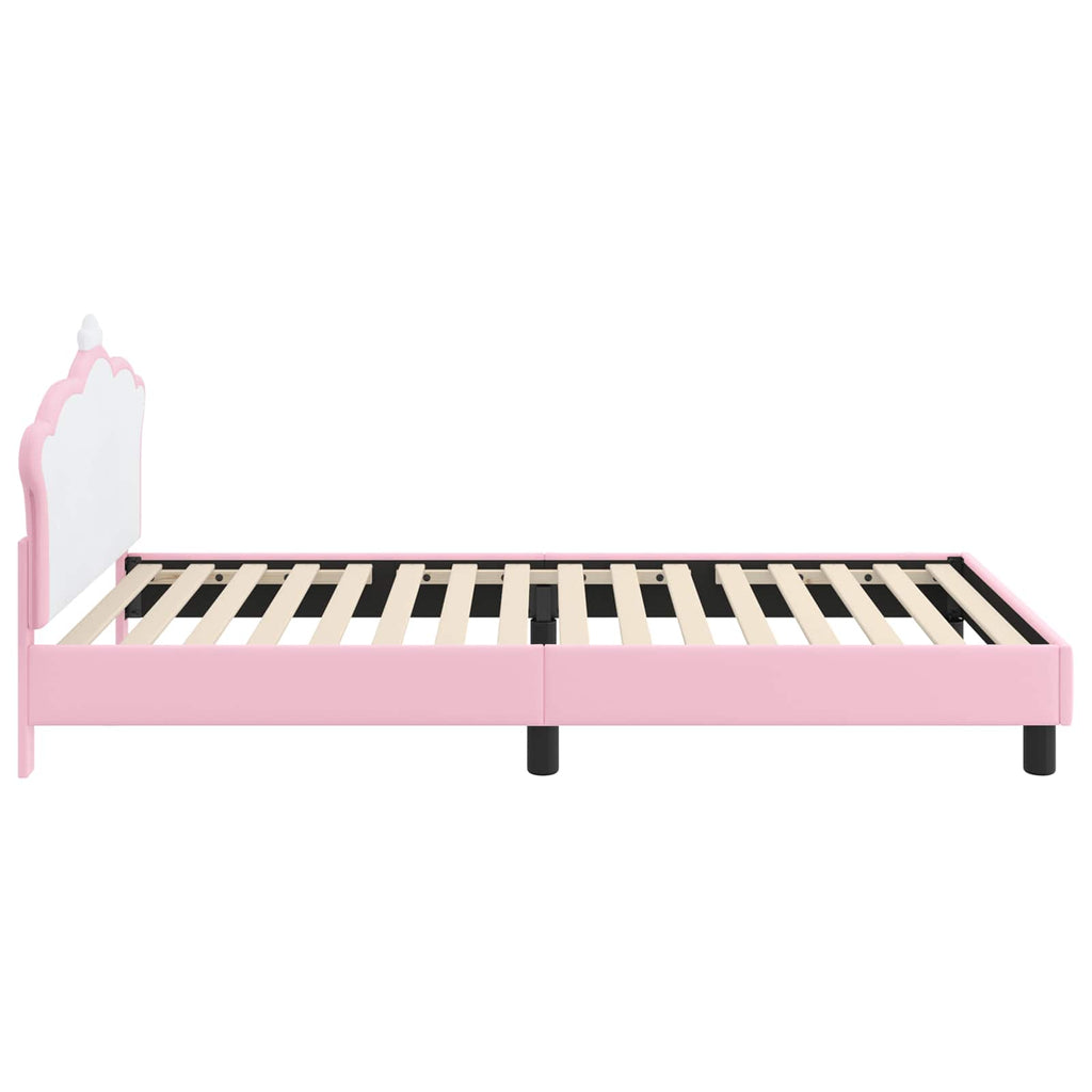 Kinderbettgestell mit Kopfteil Rosa 90 x 190 cm PU