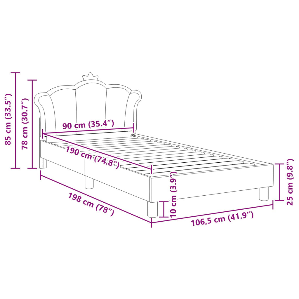 Kinderbettgestell mit Kopfteil Rosa 90 x 190 cm PU