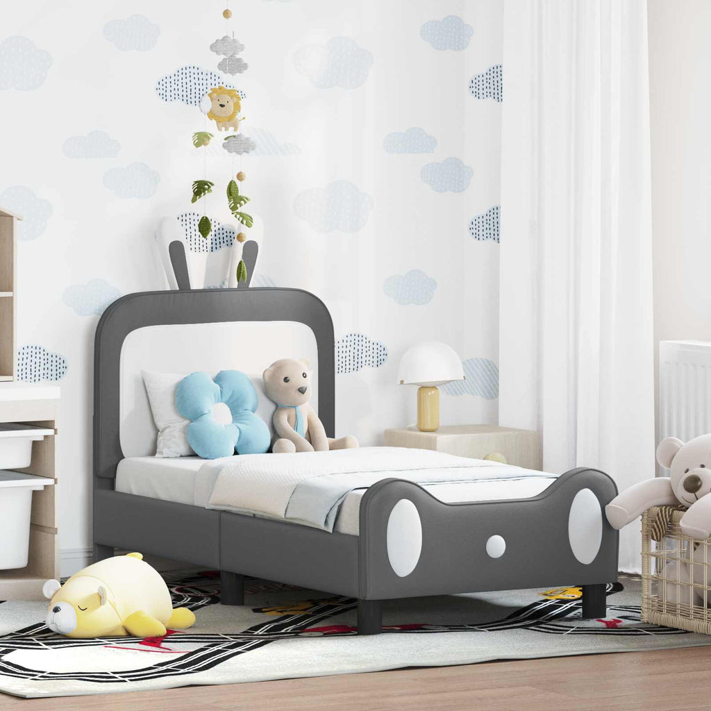 Kinderbettgestell mit Kopfteil Hellgrau 70 x 140 cm PU