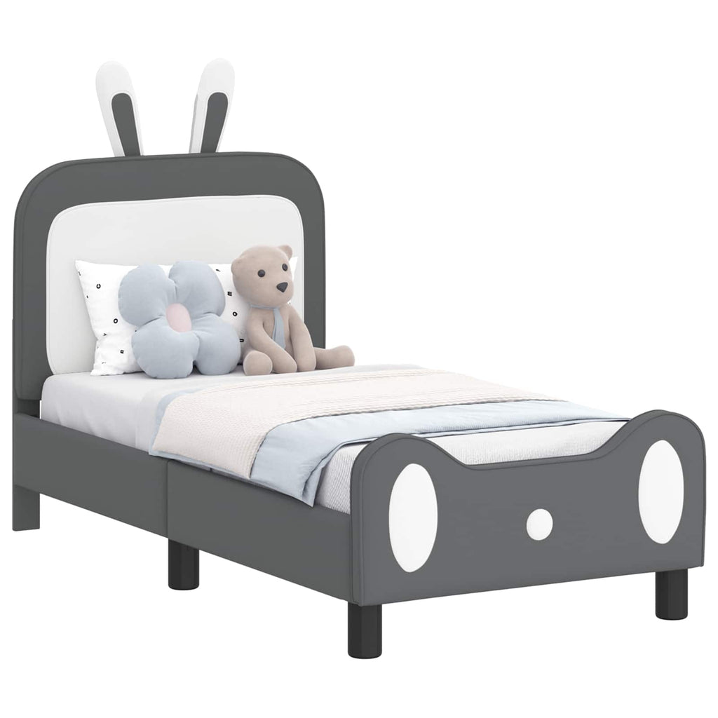Kinderbettgestell mit Kopfteil Hellgrau 70 x 140 cm PU