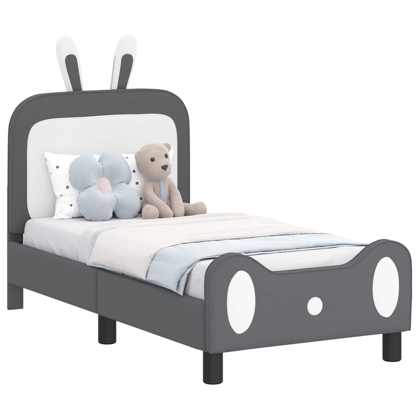 Kinderbettgestell mit Kopfteil Hellgrau 70 x 140 cm PU