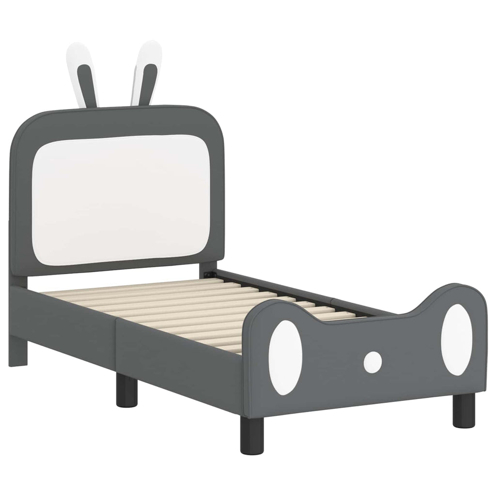 Kinderbettgestell mit Kopfteil Hellgrau 70 x 140 cm PU