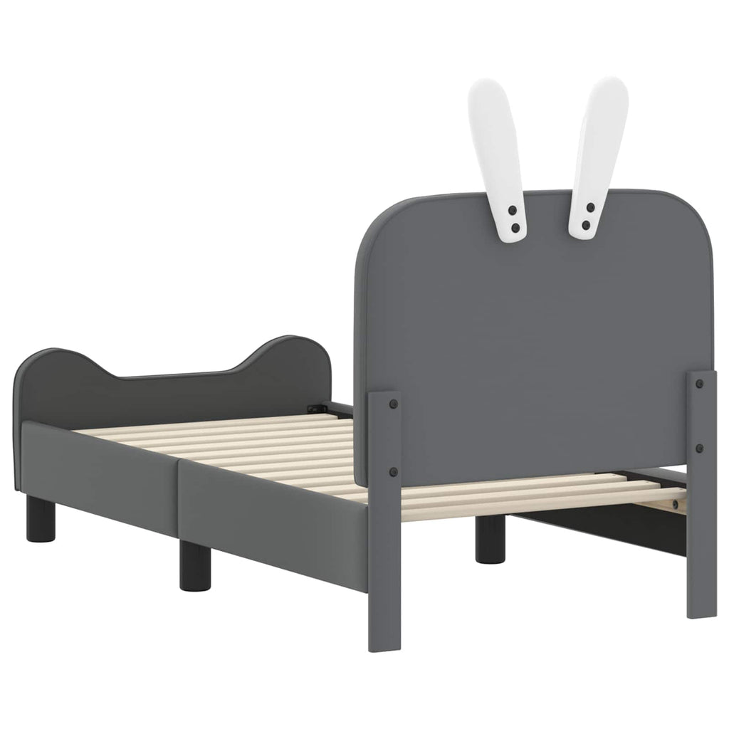 Kinderbettgestell mit Kopfteil Hellgrau 70 x 140 cm PU