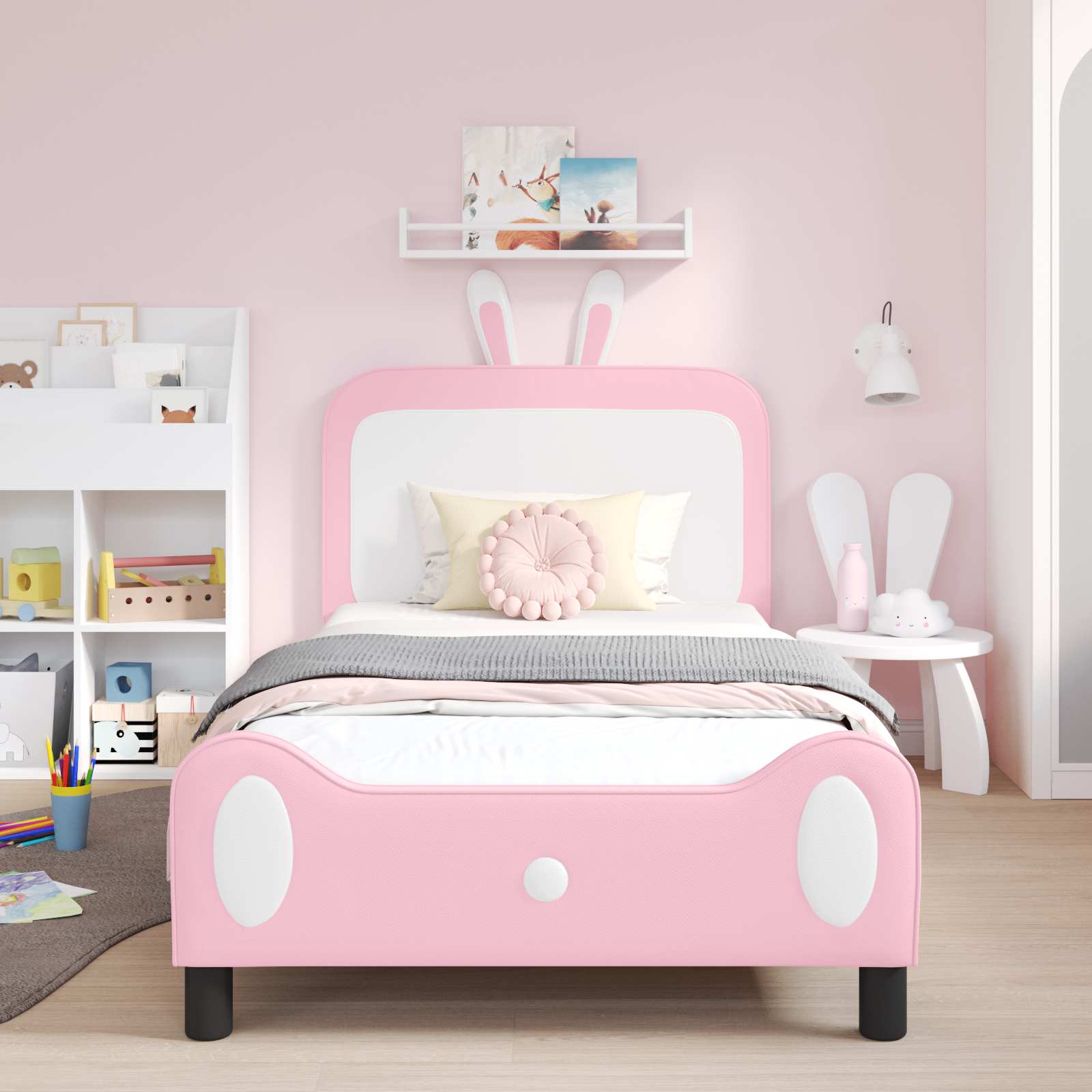 Kinderbettgestell mit Kopfteil Rosa 80 x 200 cm PU