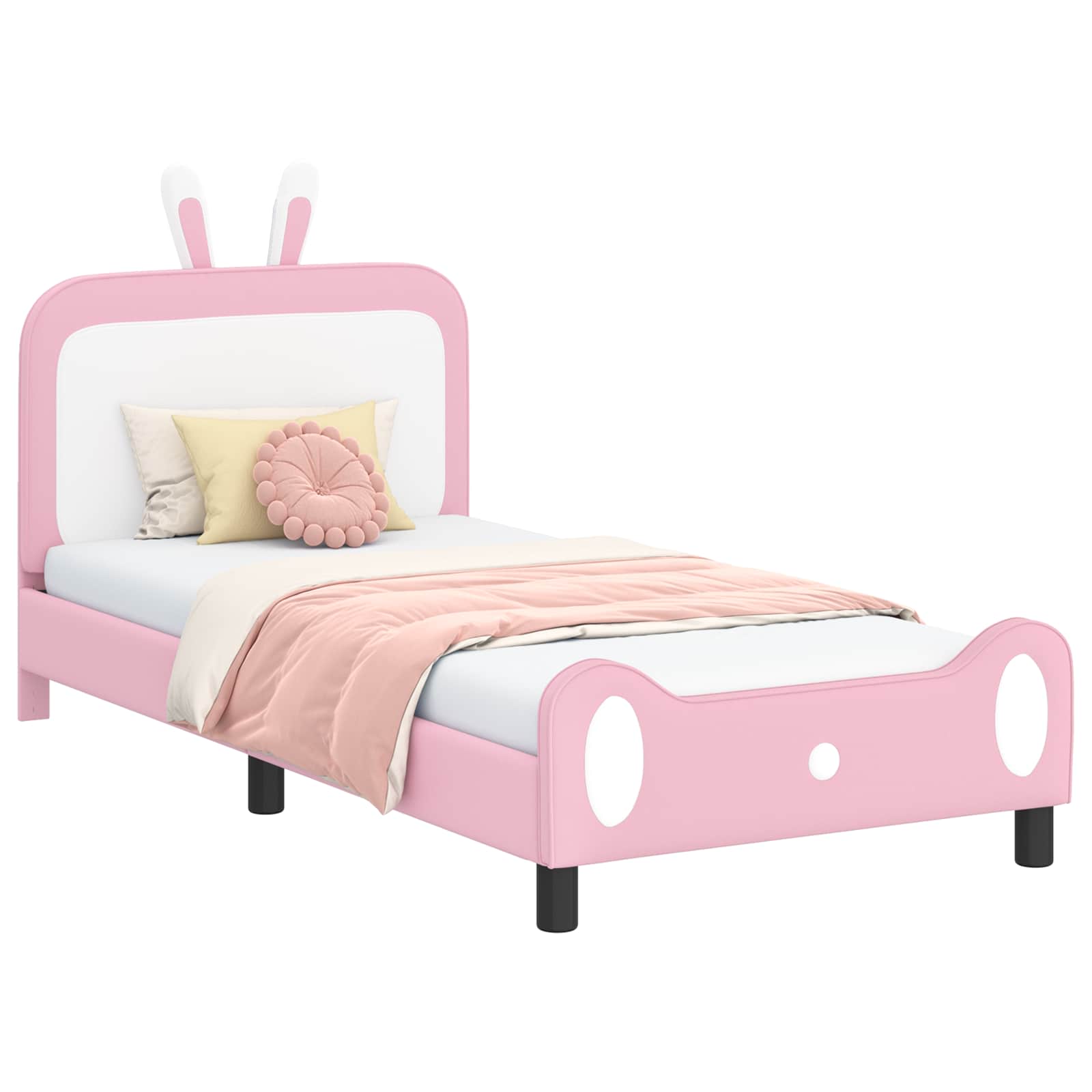 Kinderbettgestell mit Kopfteil Rosa 80 x 200 cm PU