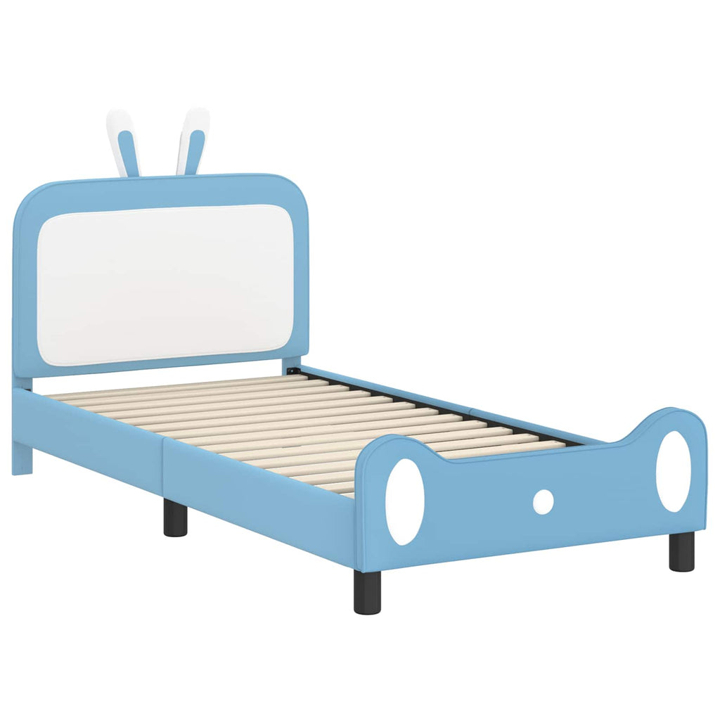 Kinderbettgestell mit Kopfteil Blau 80 x 200 cm PU