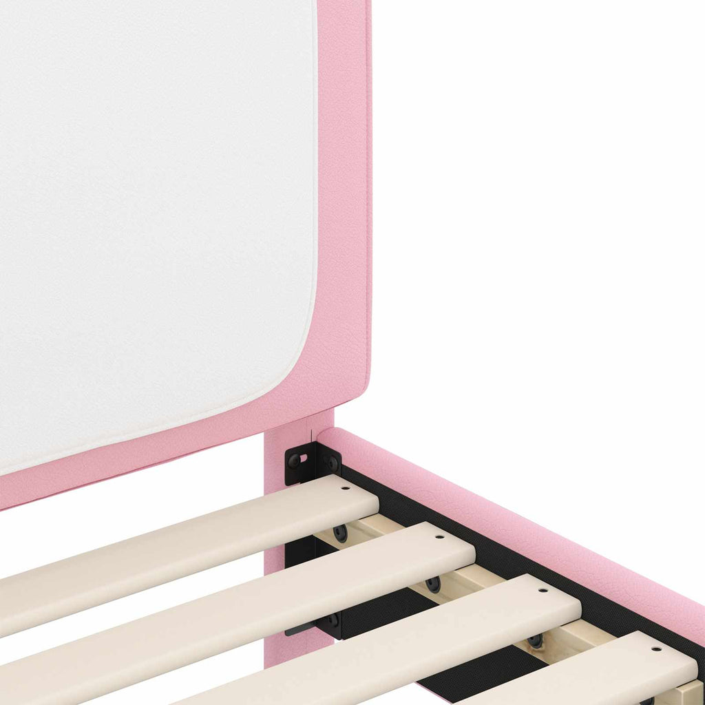 Kinderbettgestell mit Kopfteil Rosa 90 x 190 cm PU