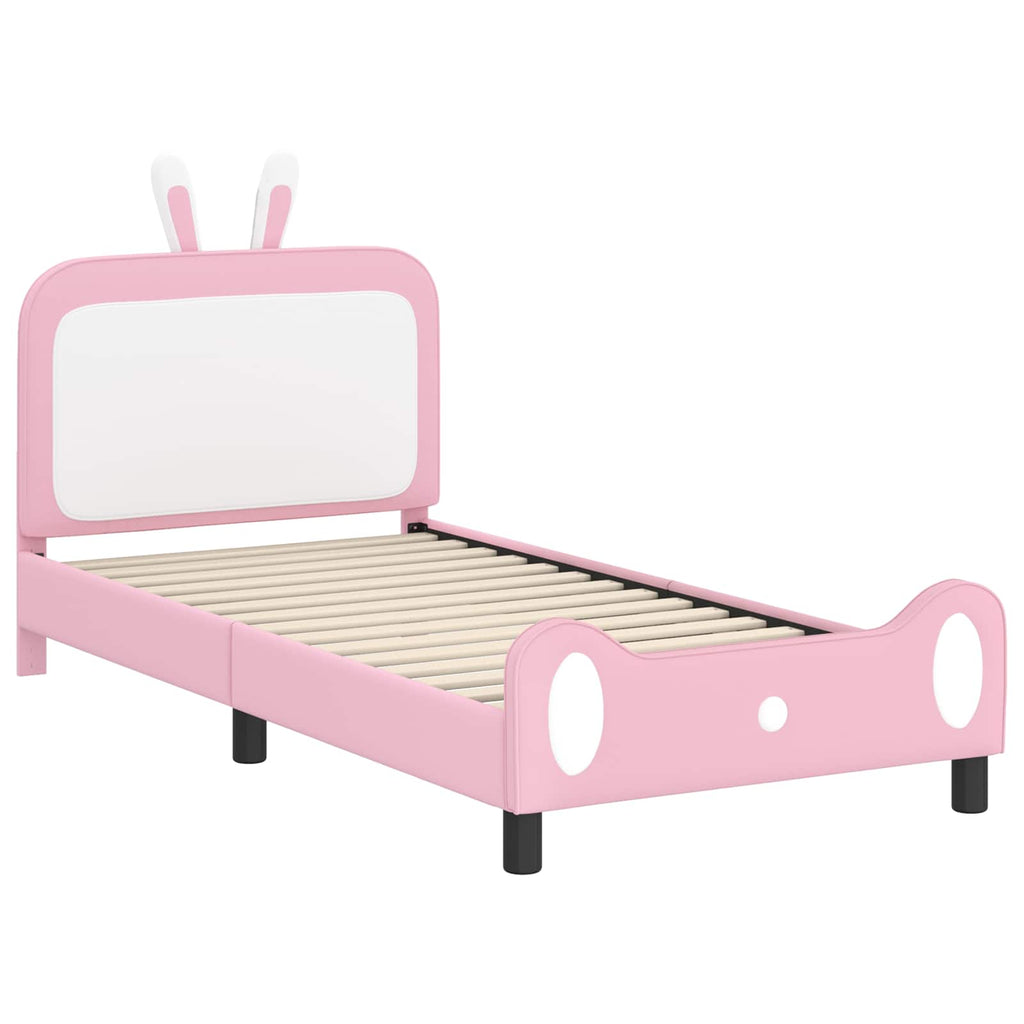 Kinderbettgestell mit Kopfteil Rosa 90 x 190 cm PU