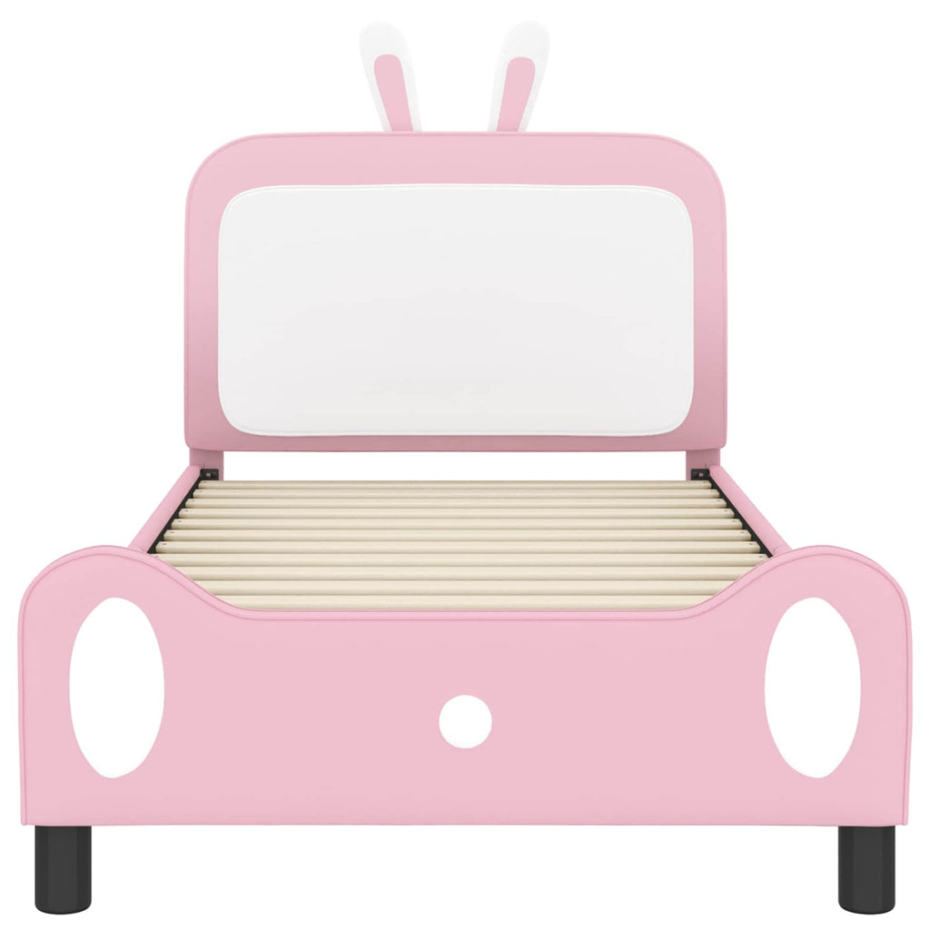 Kinderbettgestell mit Kopfteil Rosa 90 x 190 cm PU