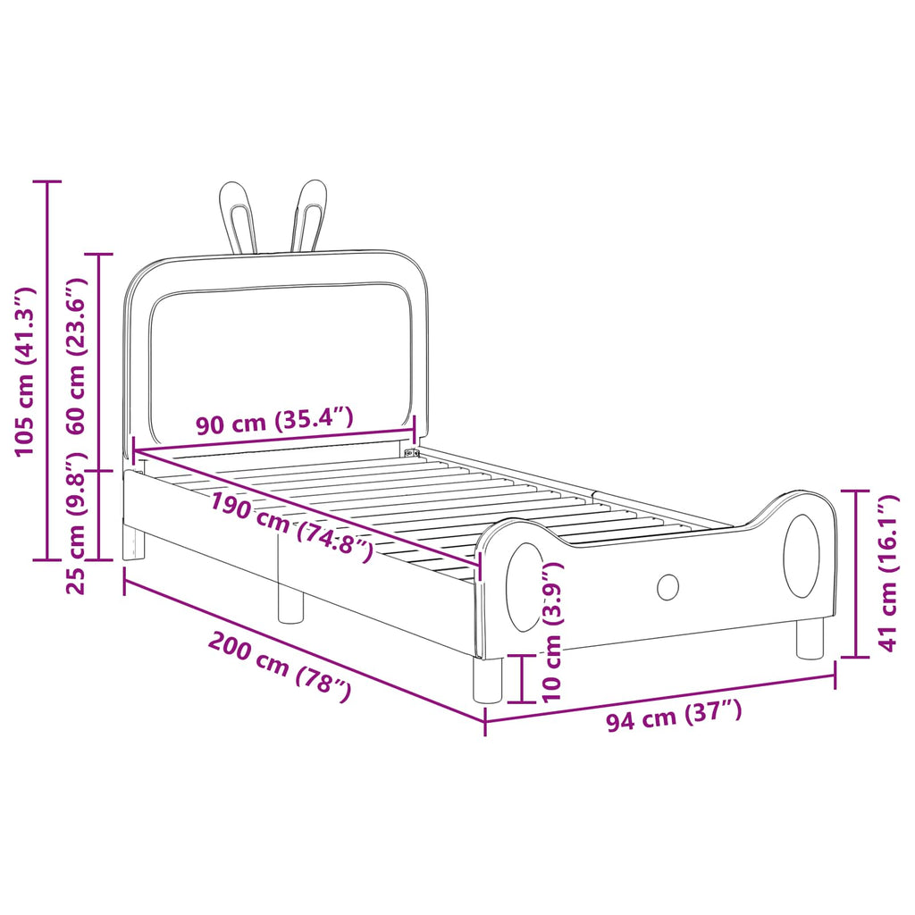 Kinderbettgestell mit Kopfteil Rosa 90 x 190 cm PU