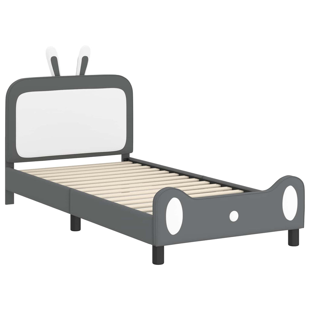 Kinderbettgestell mit Kopfteil Hellgrau 90 x 190 cm PU