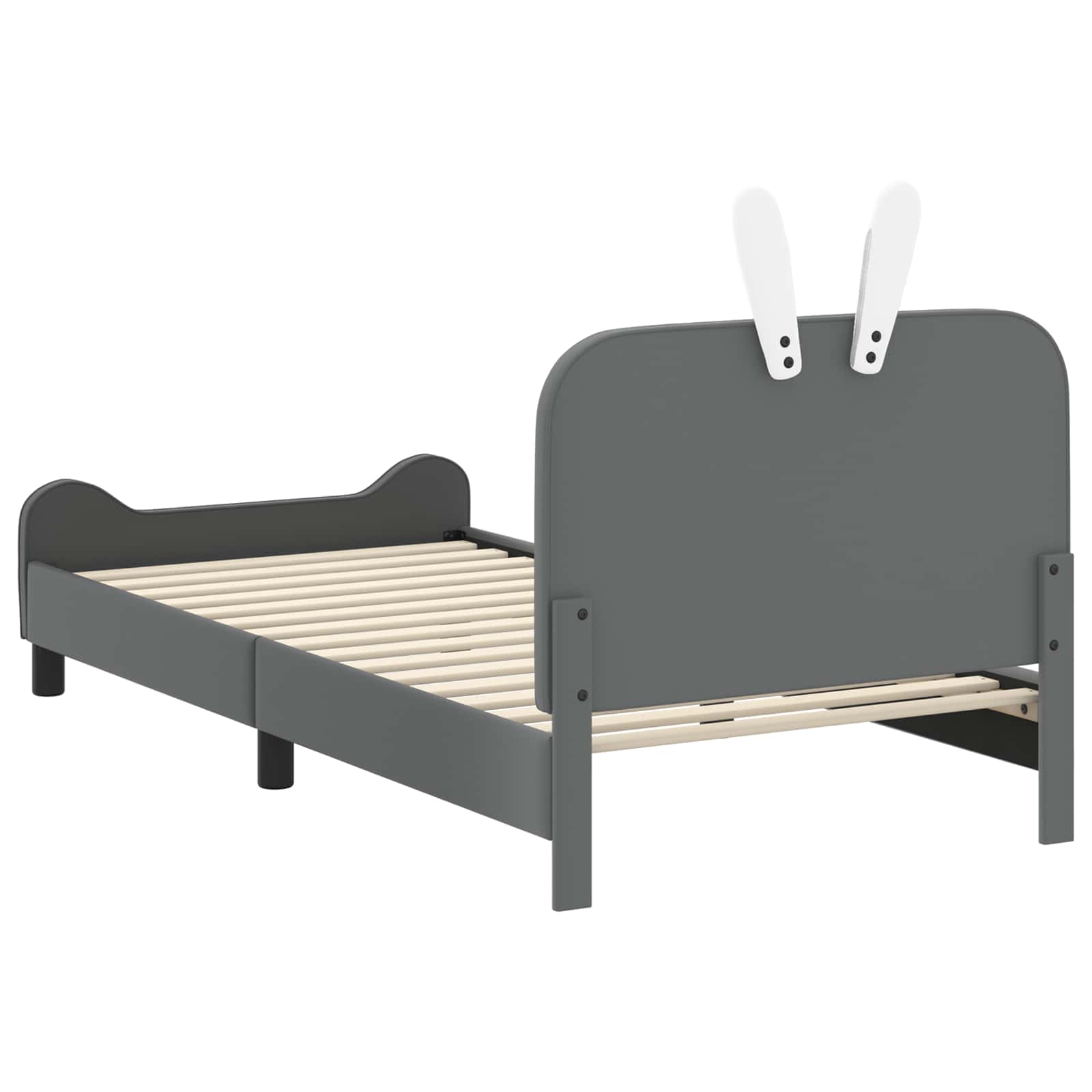 Kinderbettgestell mit Kopfteil Hellgrau 90 x 190 cm PU