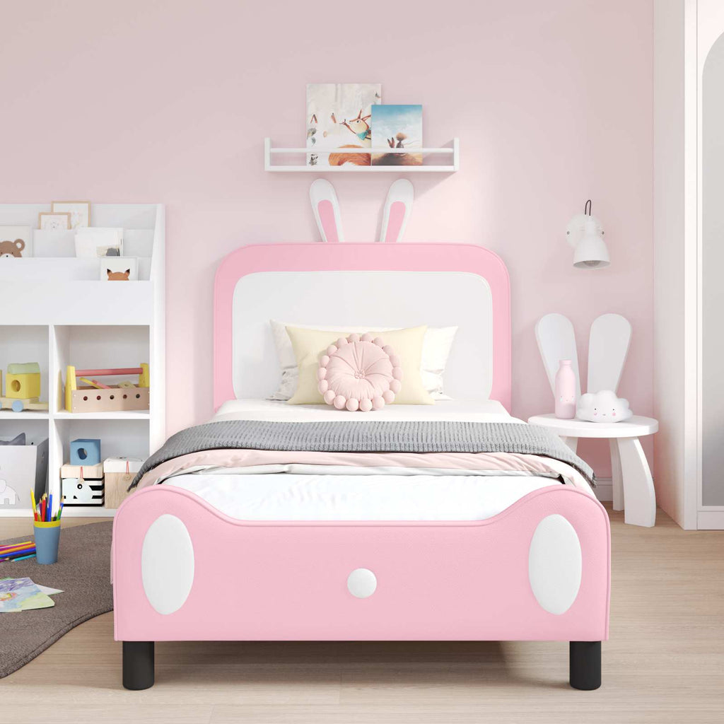 Kinderbettgestell mit Kopfteil Rosa 90 x 200 cm PU