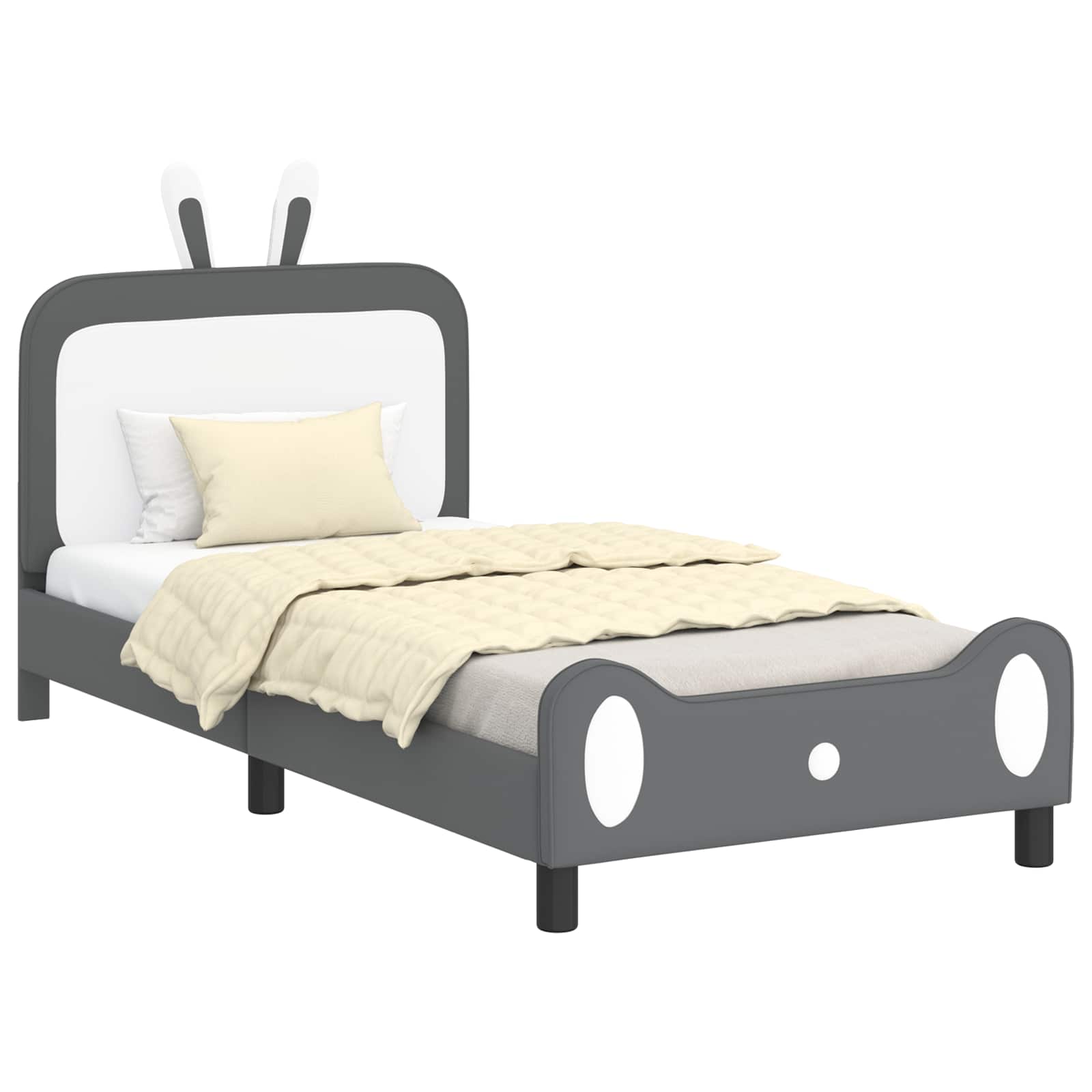 Kinderbettgestell mit Kopfteil Hellgrau 90 x 200 cm PU