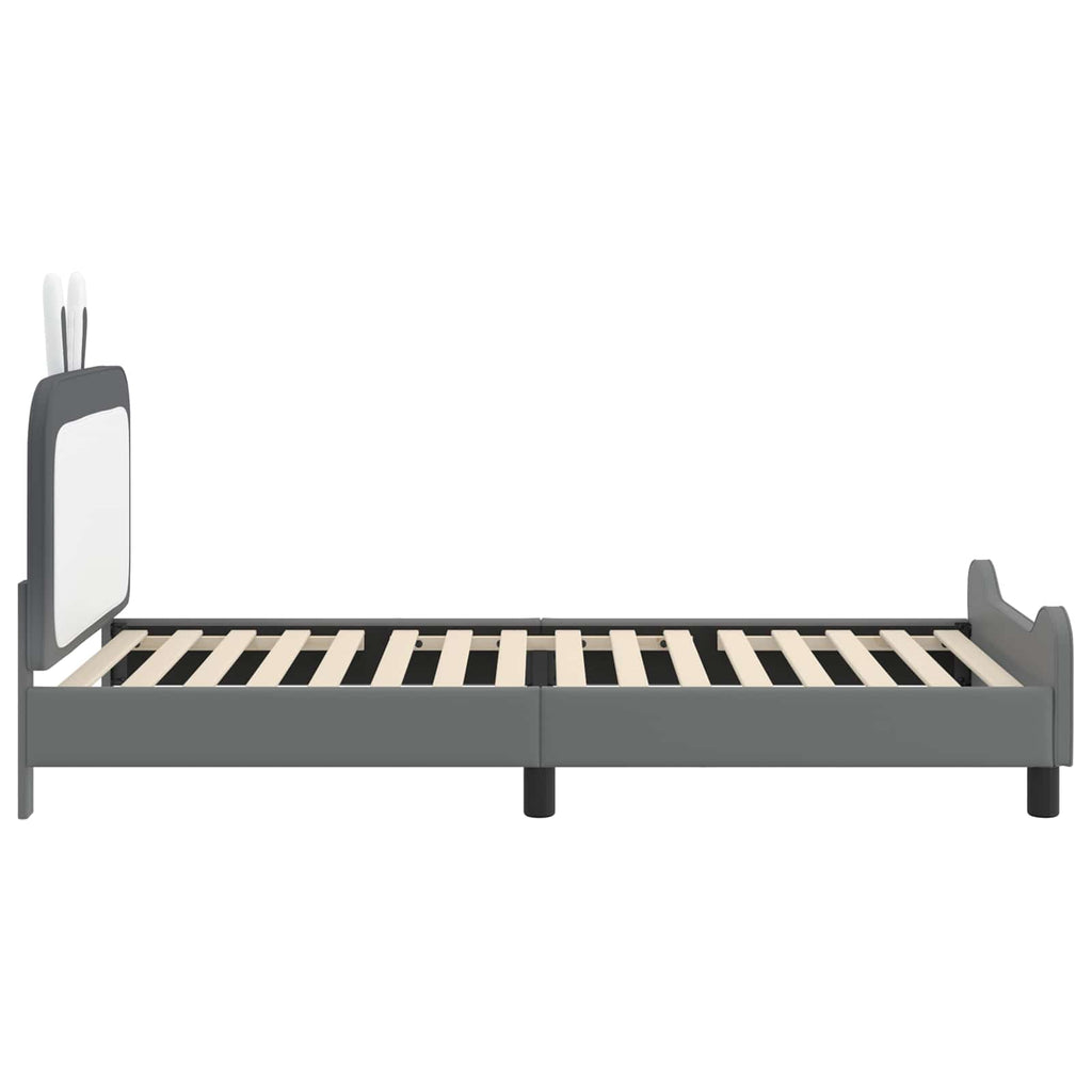 Kinderbettgestell mit Kopfteil Hellgrau 90 x 200 cm PU