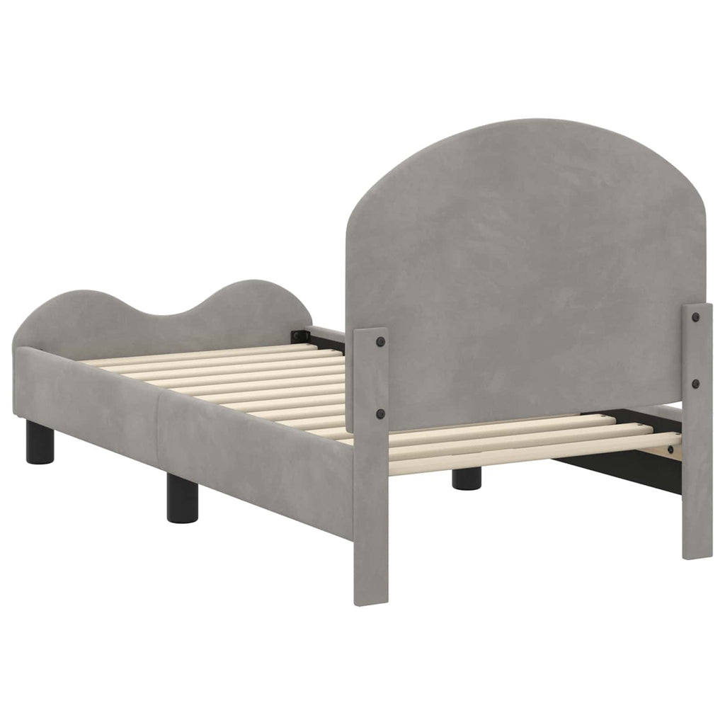 Kinderbettgestell mit Kopfteil Hellgrau 70 x 140 cm Samt