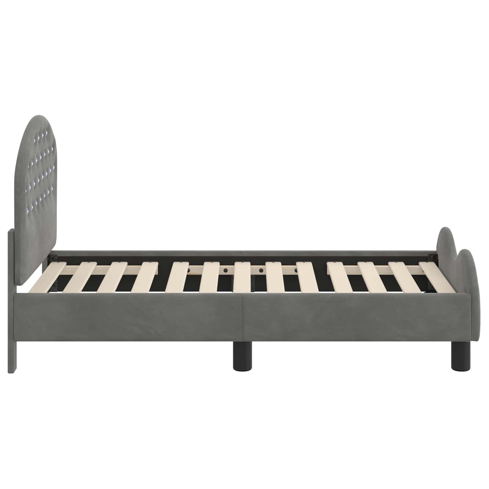 Kinderbettgestell mit Kopfteil Dunkelgrau 70 x 140 cm Samt