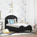 Kinderbettgestell mit Kopfteil Schwarz 70 x 140 cm Samt