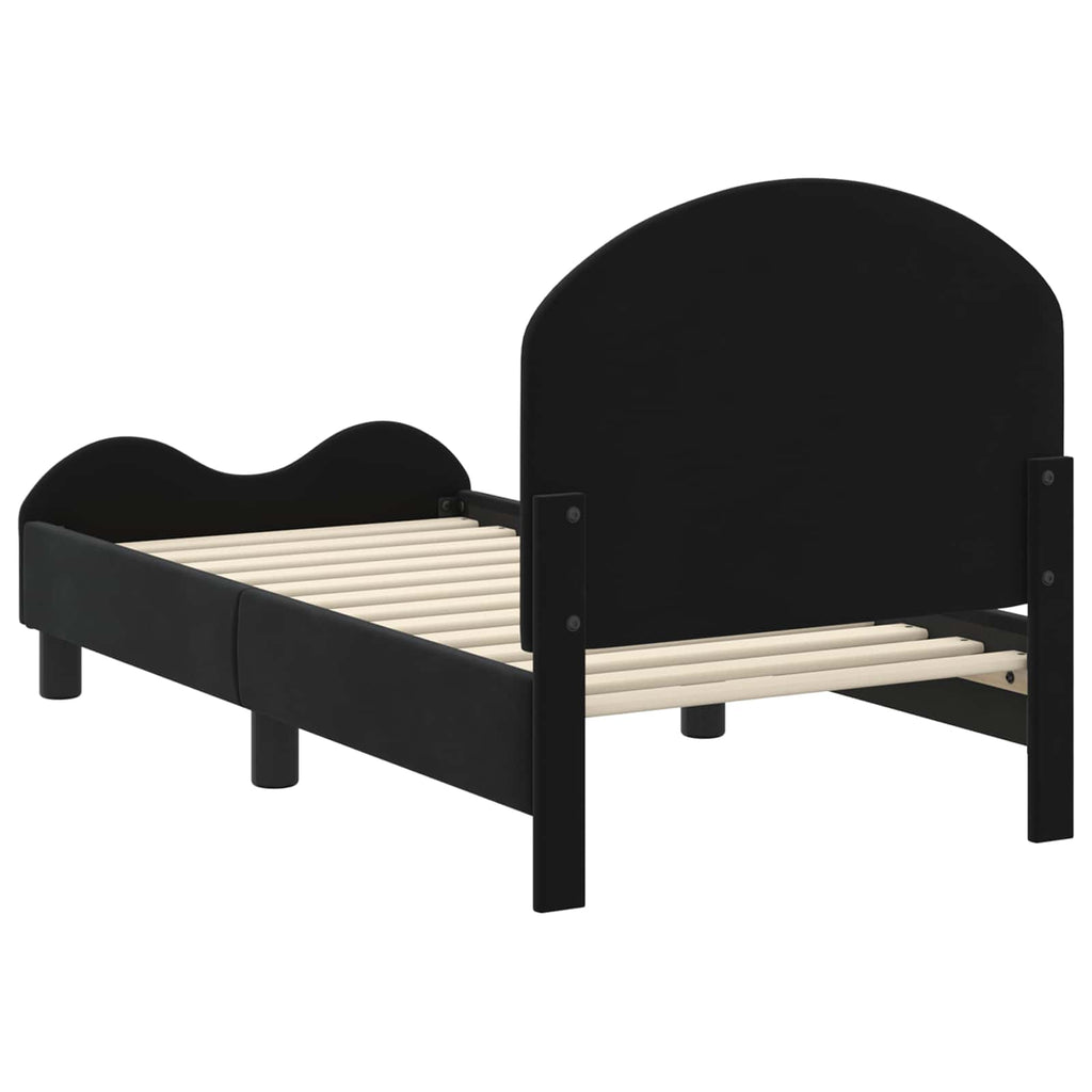 Kinderbettgestell mit Kopfteil Schwarz 70 x 140 cm Samt