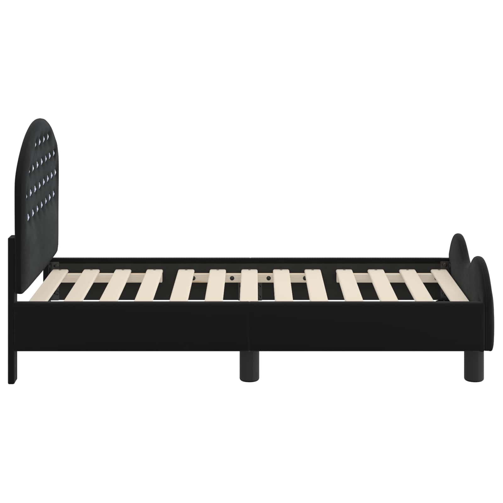 Kinderbettgestell mit Kopfteil Schwarz 70 x 140 cm Samt