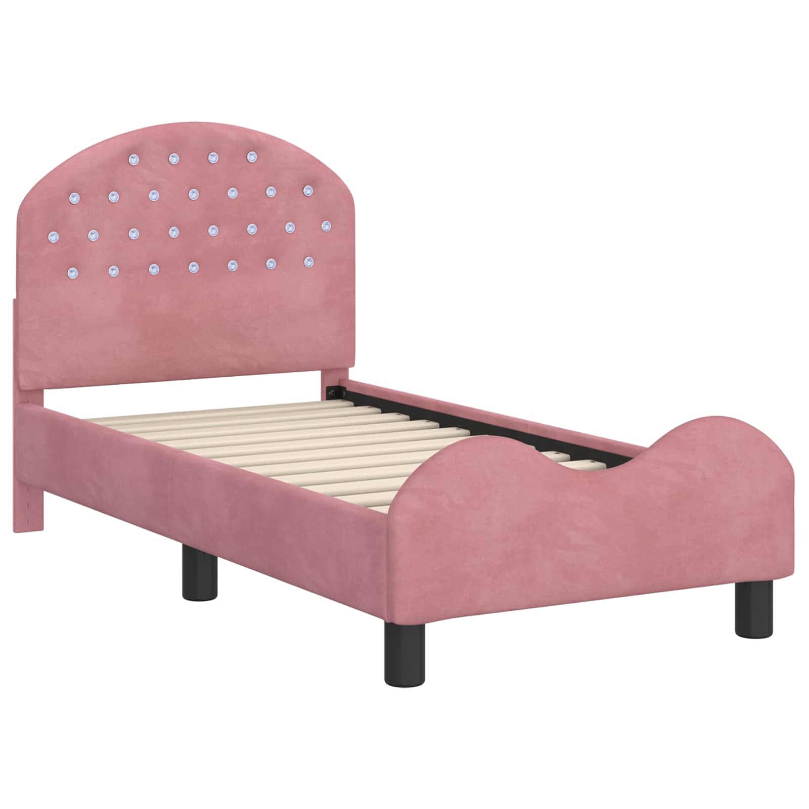 Kinderbettgestell mit Kopfteil Rosa 70 x 140 cm Samt