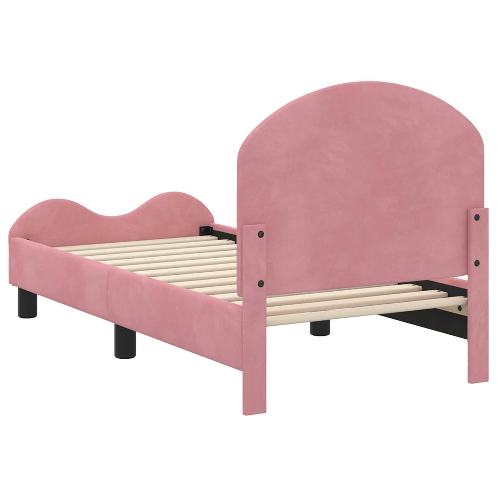Kinderbettgestell mit Kopfteil Rosa 70 x 140 cm Samt