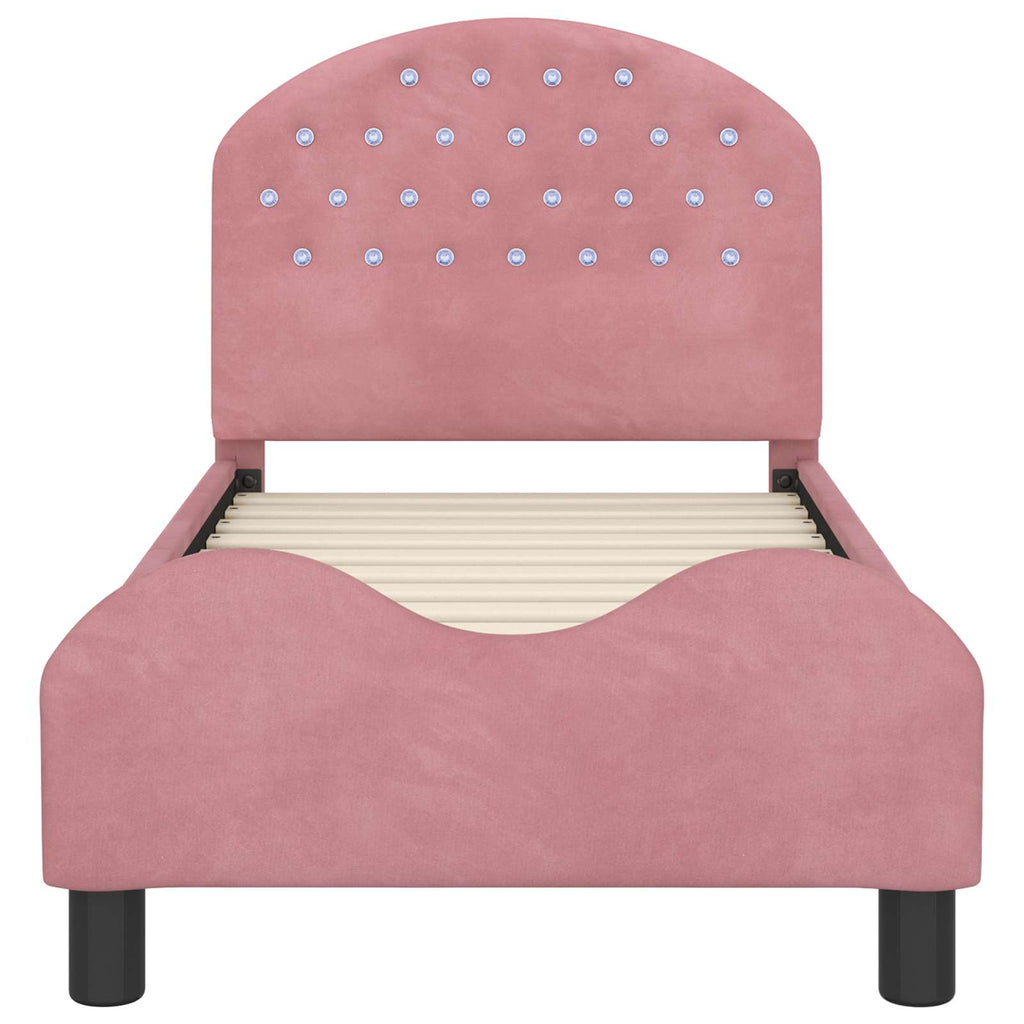 Kinderbettgestell mit Kopfteil Rosa 70 x 140 cm Samt