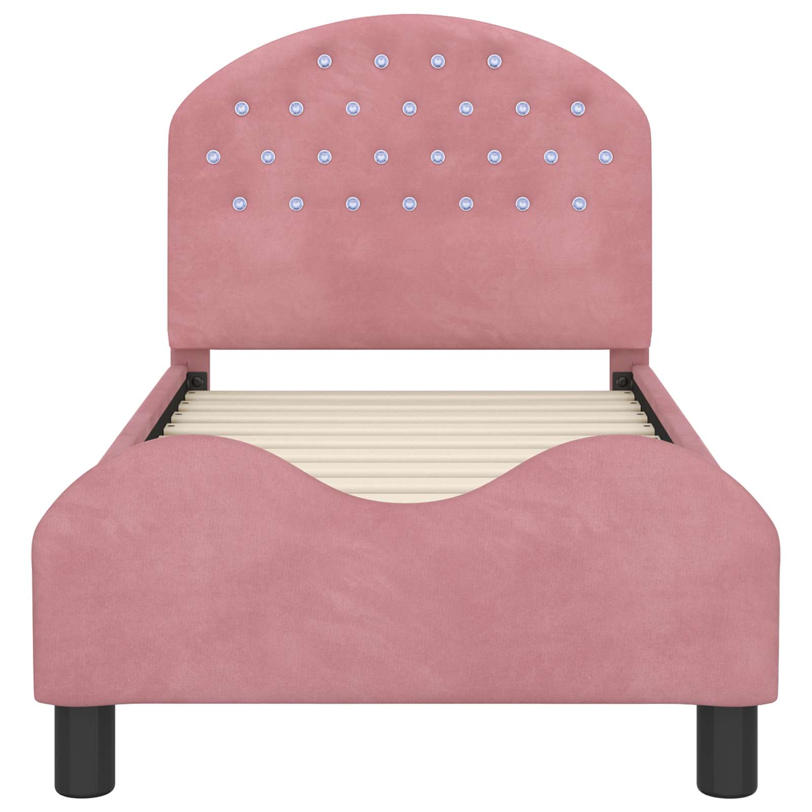 Kinderbettgestell mit Kopfteil Rosa 70 x 140 cm Samt