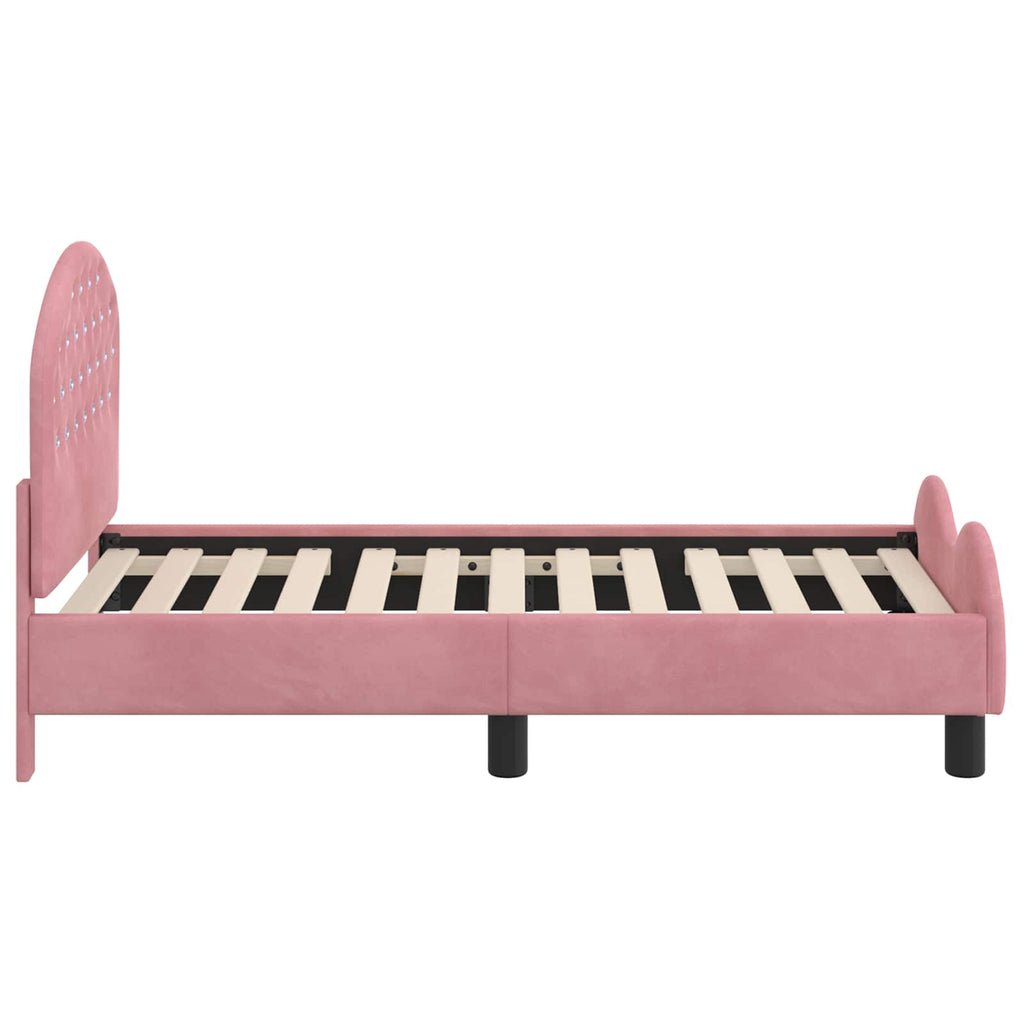 Kinderbettgestell mit Kopfteil Rosa 70 x 140 cm Samt