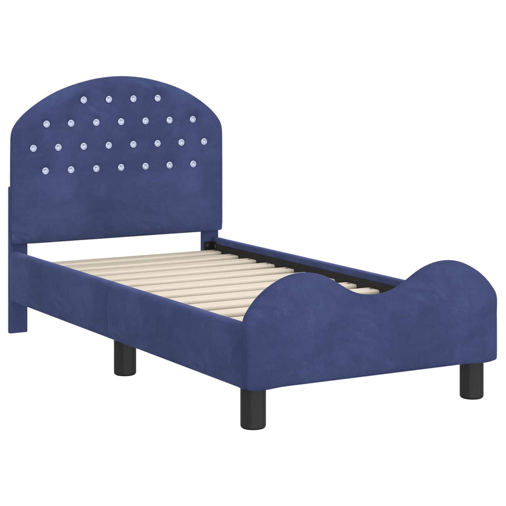 Kinderbettgestell mit Kopfteil Polizeiblau 70 x 140 cm Samt